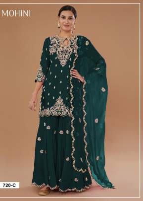 Special Designer Party Wear Sharara Suit Vichitra Blooming With Heavy Embroidered And Sequence Work Green Color DN 716 
