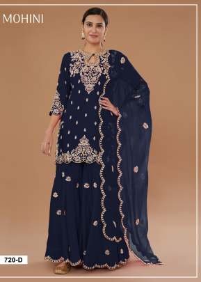 Special Designer Party Wear Sharara Suit Vichitra Blooming With Heavy Embroidered And Sequence Work Blue Color DN 716 