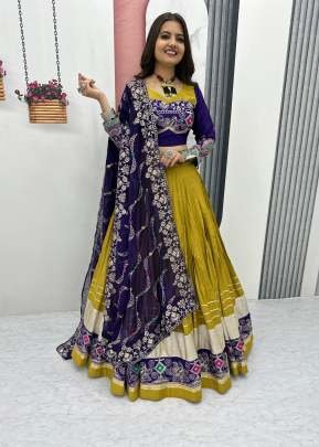 Special  Navratri  Festival Collection Pure Cotton And Embroidery And Thread With Sequence Work Lehenga Choli Yellow Color DN 252