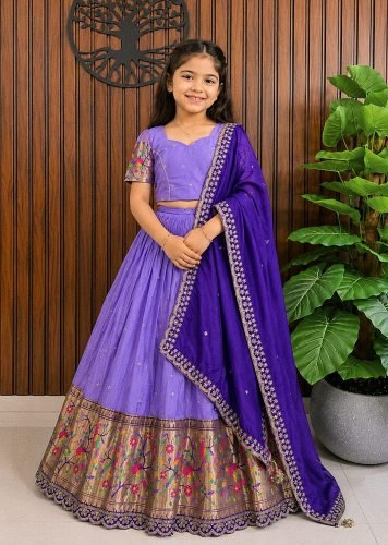 Stylish  Lehenga Choli Pure Heavy Paithani Silk With All Over Zari Weaving Work PurPle Color LFH Parthian