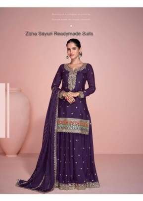 Today presenting Sayuri Designer Zoha Salwar Suit With Embroidery Seqance work Purple Color DN 5772 