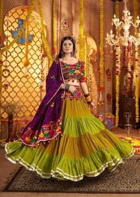 Traditional Navratri Popular During Viscose Cotton And Multi Thread Work With Mirror Work Chaniya Choli Multi Color DN 11023