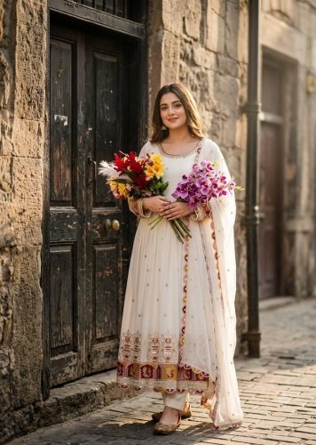  Trending Design Pure Blooming Georgette With Embroidery Sequence And Coding Dori Anarkali Gown White Color DN 1290