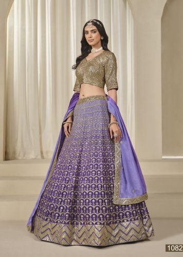 Trendy Designer Lehenga Choli Premium Chinon Silk With Embroidery And Sequence Work Purple Color DN 1082 