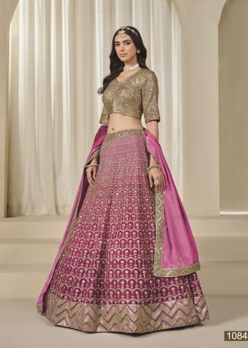 Trendy Designer Lehenga Choli Premium Chinon Silk With Embroidery And Sequence Work Rani Pink Color DN 1084
