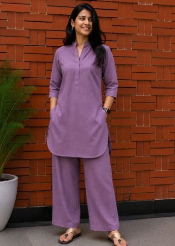 Flex Cotton With Chic Co-Ord Set for Every Occasion Mauve Color Trendy Co-Ord Set