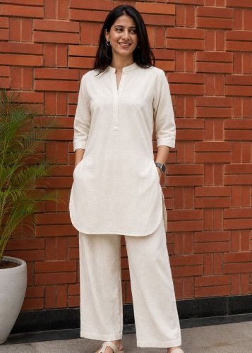 Flex Cotton With Chic Co-Ord Set for Every Occasion Off White Color Trendy Co-Ord Set
