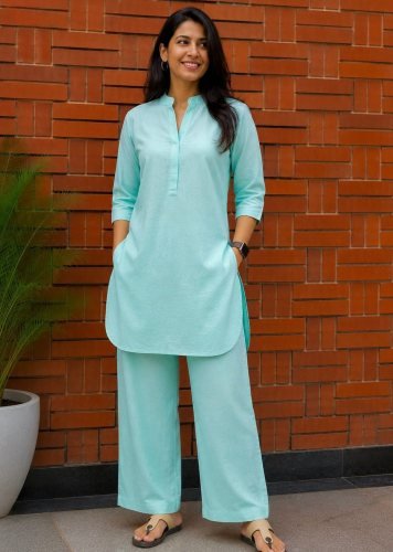 Flex Cotton With Chic Co-Ord Set for Every Occasion Mint Green Color Trendy Co-Ord Set