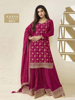 Vinay Fashion Kuleesh Karva Designer Salwar Kameez Palazzo Suit Rani Color DN 66211