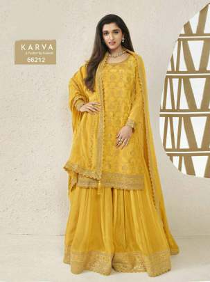 Vinay Fashion Kuleesh Karva Designer Salwar Kameez Palazzo Suit Yellow Color DN 66212