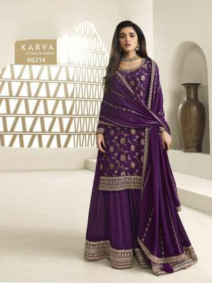 Vinay Fashion Kuleesh Karva Designer Salwar Kameez Palazzo Suit Wine Color DN 66214