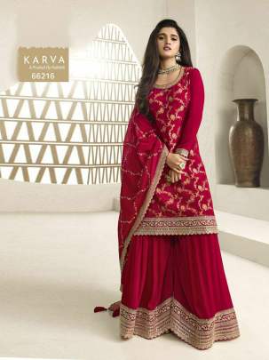 Vinay Fashion Kuleesh Karva Designer Salwar Kameez Palazzo Suit Red Color DN 66216
