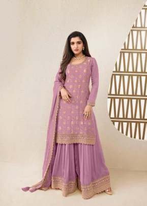 Vinay Fashion Kuleesh Karva Heavy Blooming Viscose Chinon Jacquard Palazzo Suit Pink Color DN 68371