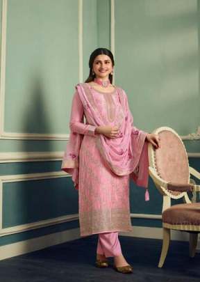 Vinay Kaseesh Aarzoo Pure Viscose Jacquard With Embroidery Work And Stone Work Designer Suit Pink Color DN 61985