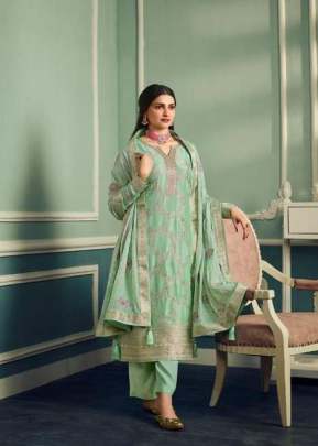 Vinay Kaseesh Aarzoo Pure Viscose Jacquard With Embroidery Work And Stone Work Designer Suit Sea Green Color DN 61986