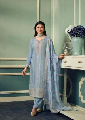 Vinay Kaseesh Aarzoo Pure Viscose Jacquard With Embroidery Work And Stone Work Designer Suit Light Blue Color DN 61988