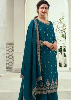 Vinay Kuleesh Shaheen 7 Heavy Silk Georgette With Sequence Embroidery Work Palazzo Suit Teal Blue Color DN 66931