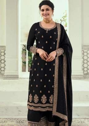 Vinay Kuleesh Shaheen 7 Heavy Silk Georgette With Sequence Embroidery Work Palazzo Suit Black Color DN 66932