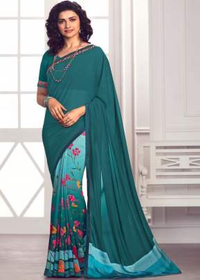 Vinay Prachi Designer Heavy Georgette Silk Printed Saree Rama Color