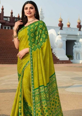 Vinay Sheesha Starwalk Vol 57 Chiffon Bandhani Saree DN 22925 Parrot