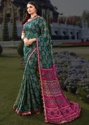 Vinay Sheesha Starwalk Vol 57 Chiffon Bandhani Saree DN 22927 Rama