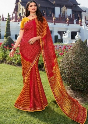 Vinay Sheesha Starwalk Vol 57 Chiffon Bandhani Saree DN 22923 Red