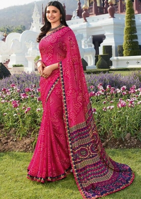 Vinay Sheesha Starwalk Vol 57 Chiffon Bandhani Saree DN 22921 Pink