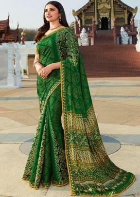 Vinay Starwalk Vol 57 Chiffon Bandhani Saree DN 22922 Green