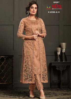 Vipul Ayaan Heavy Butterfly Net With Embroidered Designer Salwar Suit Peach Color DN 4596