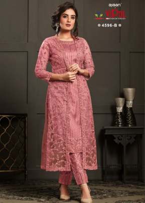 Vipul Ayaan Heavy Butterfly Net With Embroidered Designer Salwar Suit Pink Color DN 4596