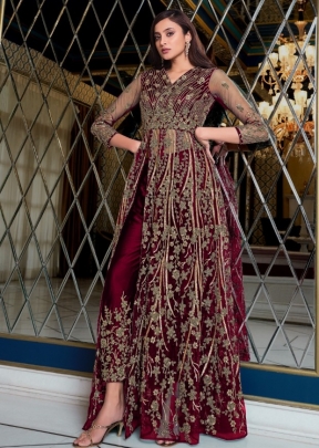 Vipul Ziana Heavy Designer Embroidered Salwar Suits DN 4621 Maroon