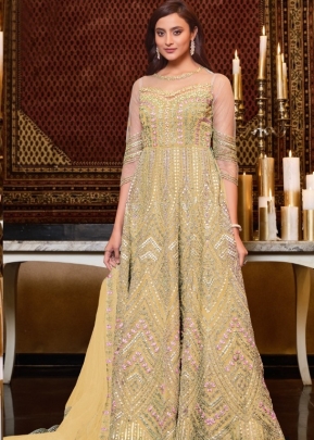 Vipul Ziana Heavy  Wedding Gown DN 4628 Yellow