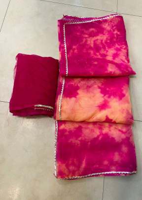 Vishnupriya Heavy Organza With Beautiful Hand Drying Shibori Print Saree Rani color