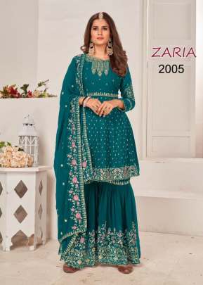 Your Choice Zaria Heavy Faux Georgette With Embroidery Work Sharara Suit Rama Color DN 2005