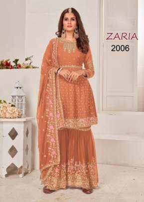 Your Choice Zaria Heavy Faux Georgette With Embroidery Work Sharara Suit Peach Color DN 2006